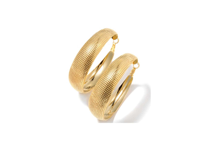 Gold Plated Hoop Textured Earring